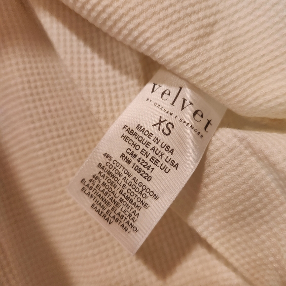 Women's Waffle Knit Long Sleeve V-Neck Loose Fit Shirt - Cream/White - Picture 6 of 7